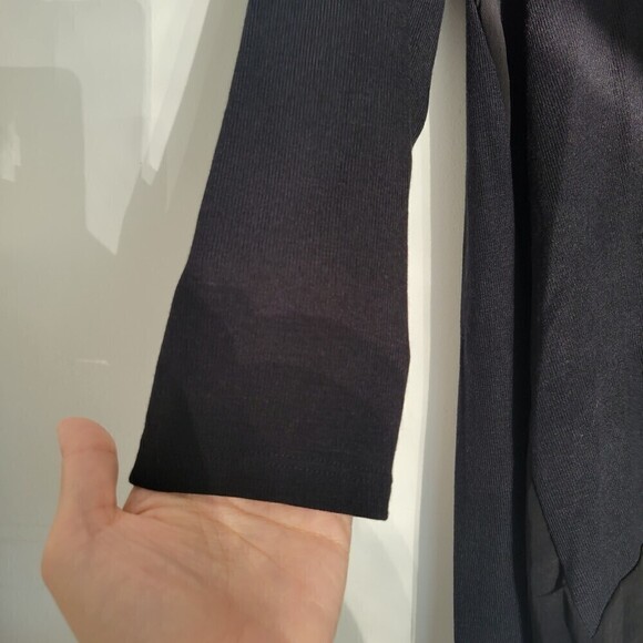 NEW Bar III Deep Black 3/4 Sleeve Hi Lo Chiffon Hem Knit Tunic Top Size Small - Picture 4 of 12